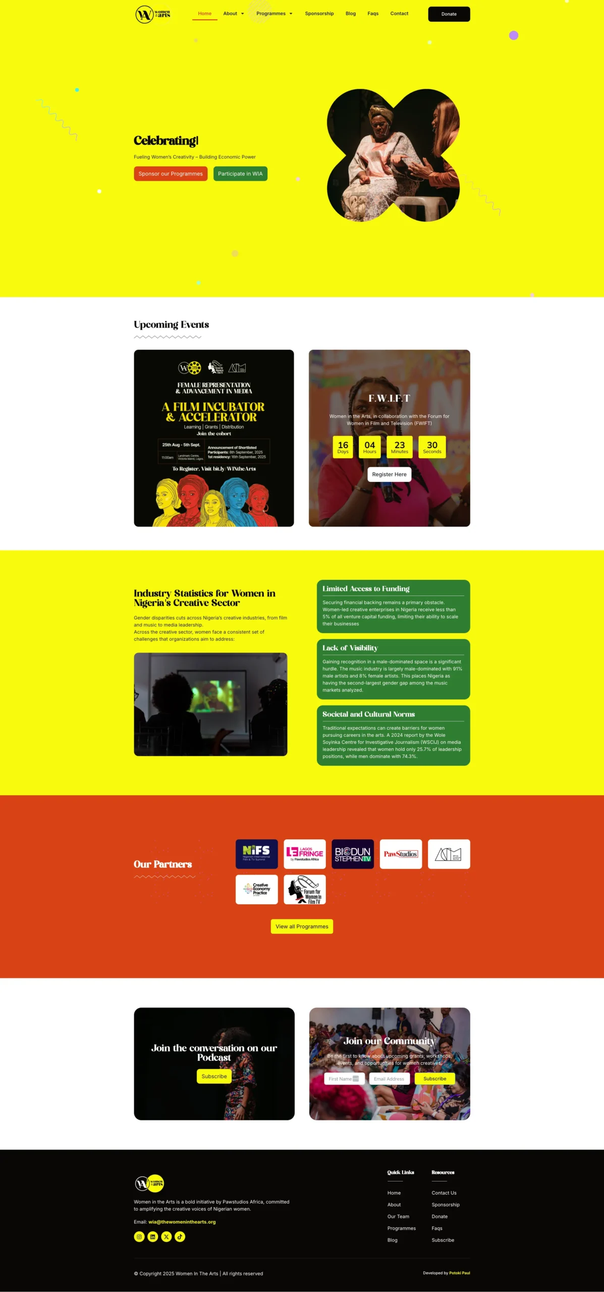 women in the arts website
