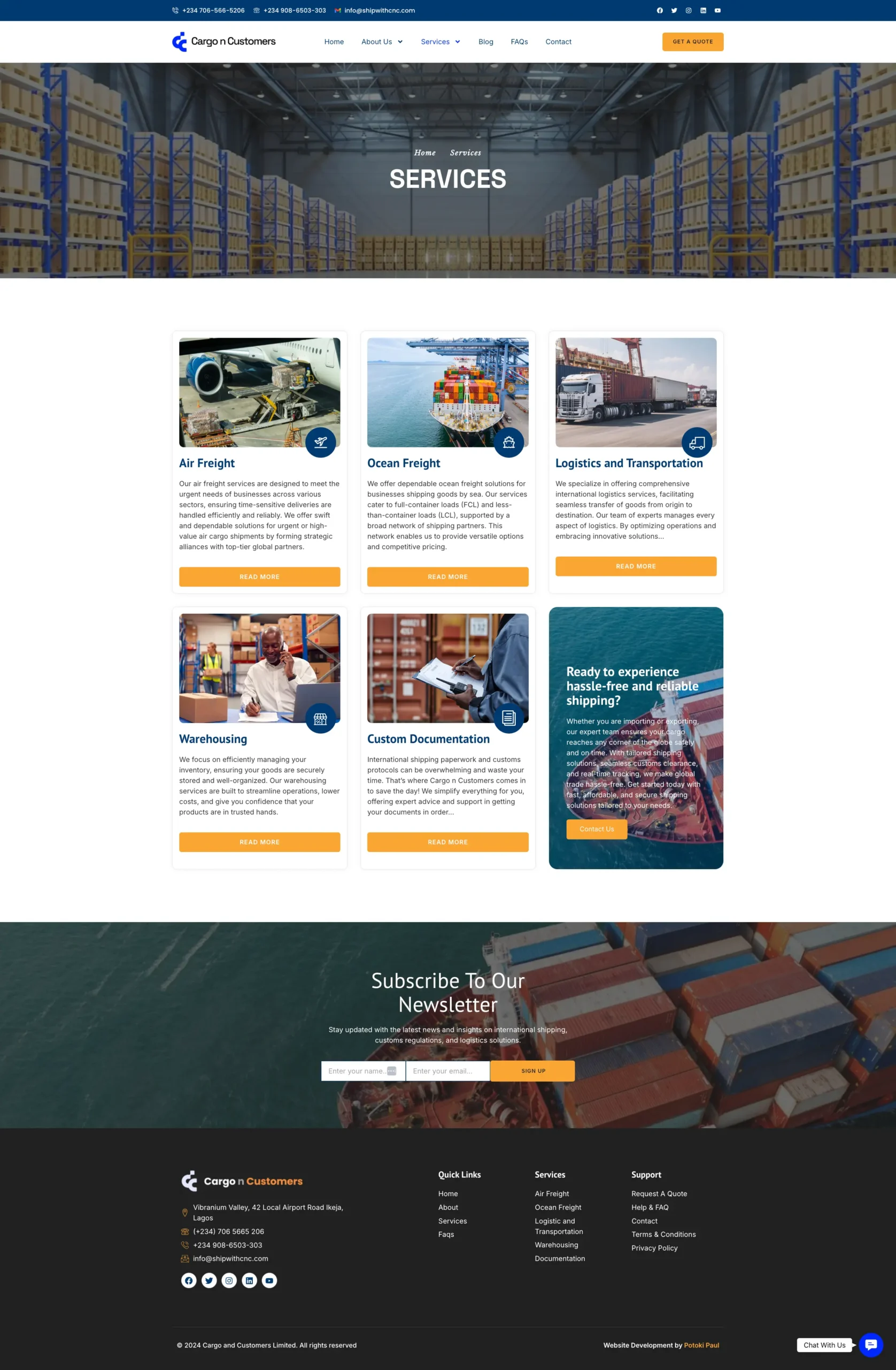 Cargo n Customers website