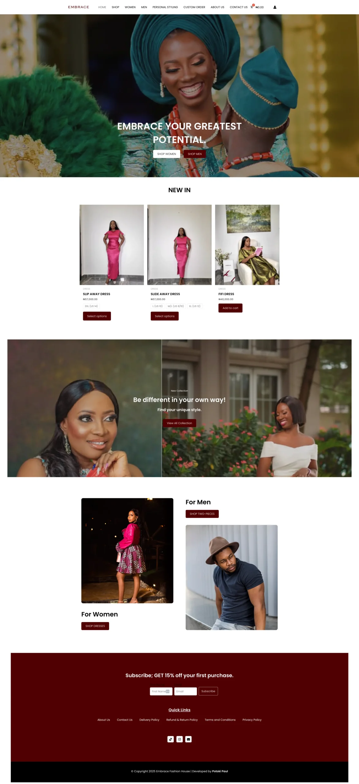 embrace fashion website